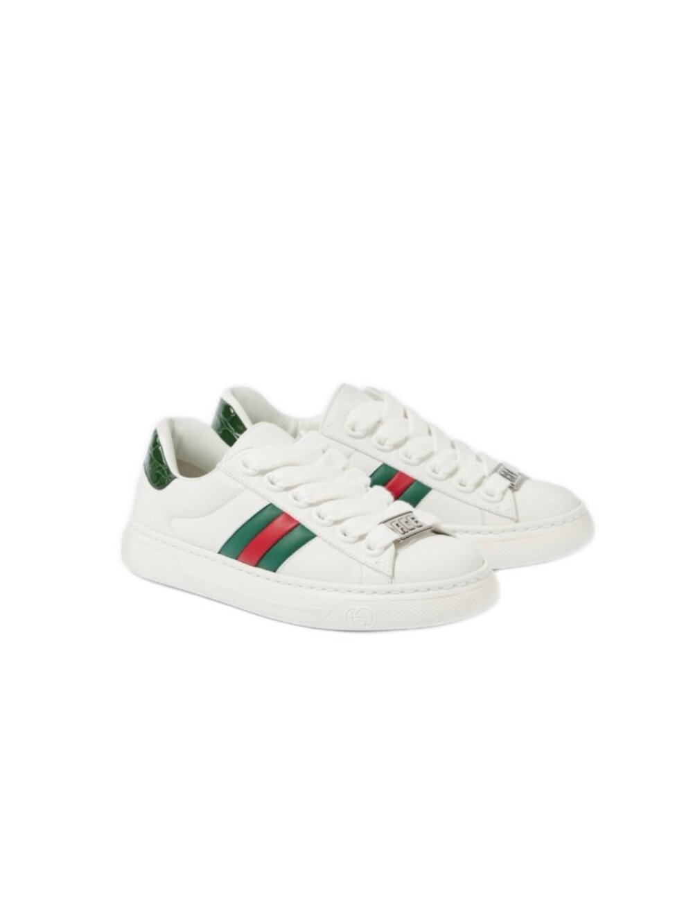 Gucci Men’s Ace Stripe Ultralight Plume Calfskin Low-top Sneakers White Green UK